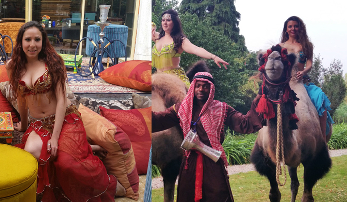 Bellydancers en Arabische decorwanden